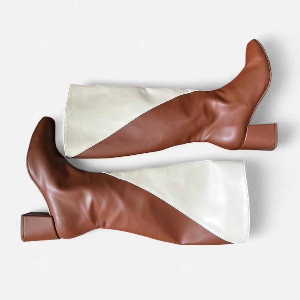 Two-Tone Brown and Cream Women's Boots